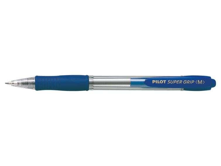 Penna a sfera retrattile Pilot SuperGrip - Punta tonda da 10 mm - Corsa da 027 mm - Incisione ad olio - Impugnatura ergonomica