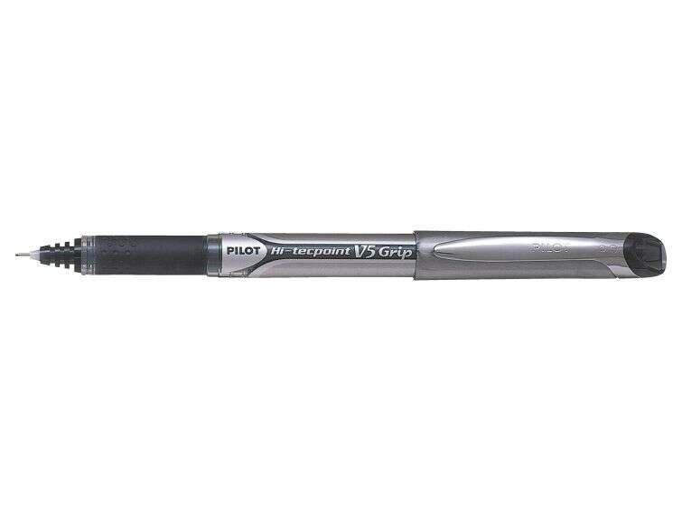 Pilot V5 Grip Hi-Tecpoint Liquid Ink Rollerball Pen 0.5mm Tip 0.3mm Line Black Pack 12 - 4902505279690