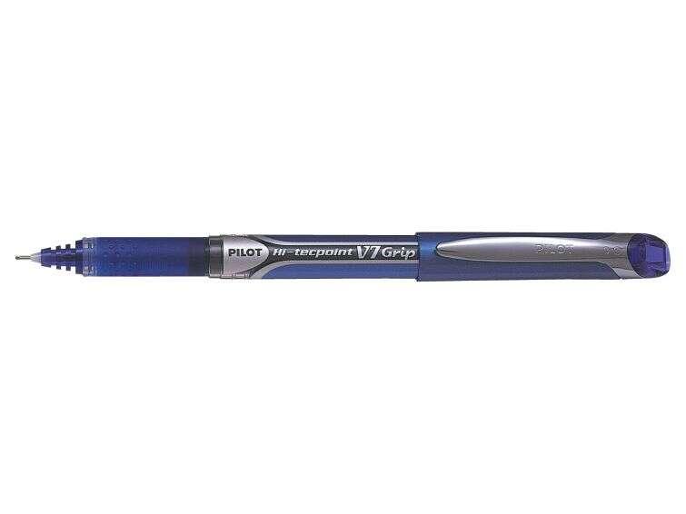 Pilot V7 Grip Hi-Tecpoint Liquid Ink Rollerball Pen 0.7mm Tip 0.4mm Line Blue Pack 12 - 4902505279799