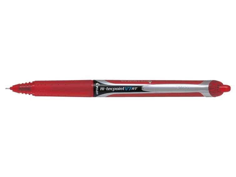 Penna pilota Hi-tecpoint v7 rt inchiostro liquido - retrattile - ricaricabile - punta fine 07 mm - tratto 035 mm - colore rosso