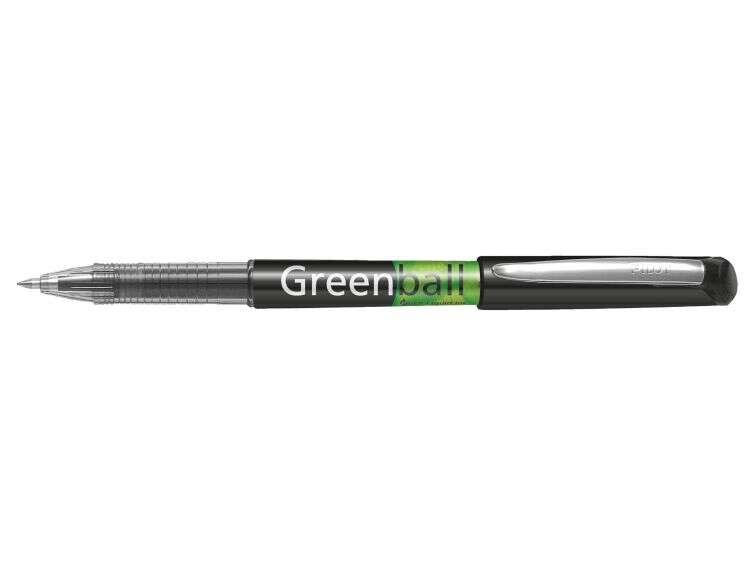 Penna a sfera Pilot Greenball con inchiostro liquido - ricaricabile - Prodotto con plastica riciclata - Punta Media 07 mm - Tra