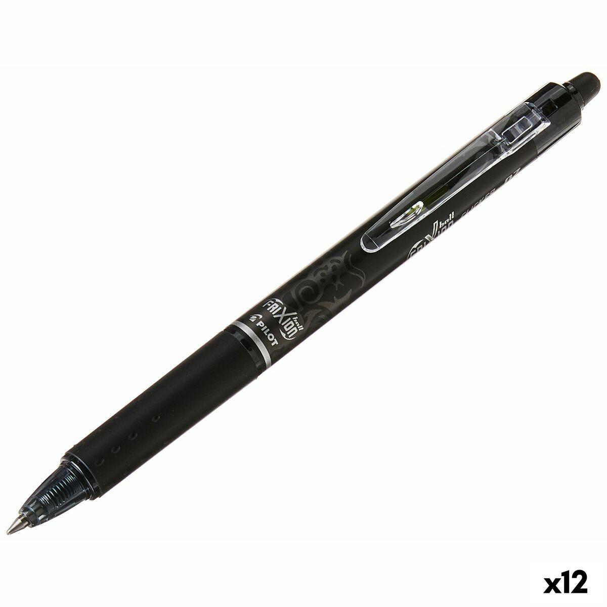 Pilot Frixion Clicker Nero Clip-on retractable ballpoint pen 12 pezzoi (Pilot FriXion Clicker Erasable Retractable Gel Rollerba