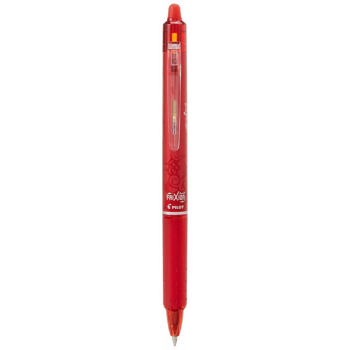 Pilot FriXion Clicker Erasable Retractable Gel Rollerball Pen 0.7mm Tip 0.35mm Line Red Pack 12 - 229101202