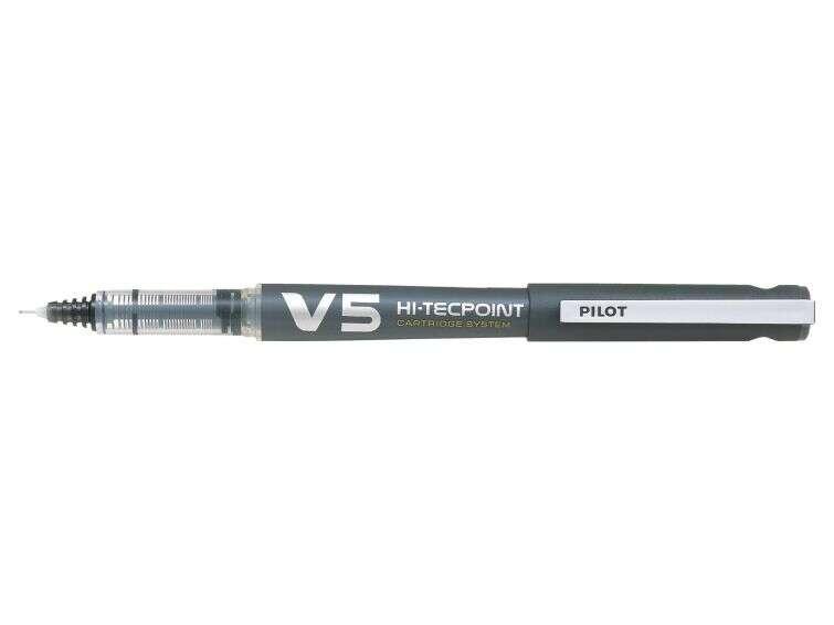 Pilot Hi-Tecpoint V5 Nero (Pilot Begreen V5 Hi-Tecpoint Cartridge System Liquid Ink Rollerball Pen Recycled 0.5mm Tip 0.3mm Lin