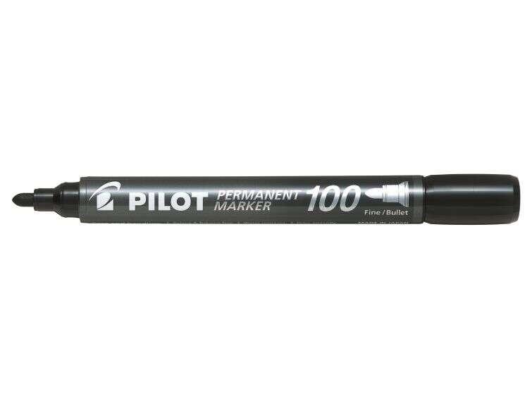 Pilot Permanent Marker 100 Nero (Pilot 100 Permanent Marker Bullet Tip Fine 1.0mm Line Black [Pack 12] - 4902505511097)