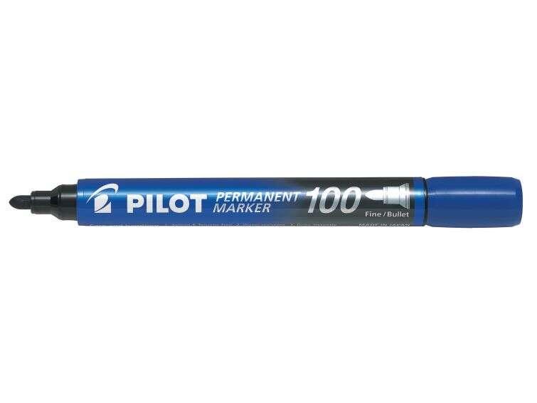 Pennarello indelebile pilota 100 - punta fine 45 mm - Scate 1 mm - colore blu