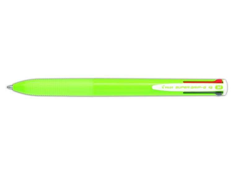 Penna a sfera retrattile Super Grip G4 - 4 colori - Punta 10 mm - Scatta 027 mm - Corpo Verde Lima