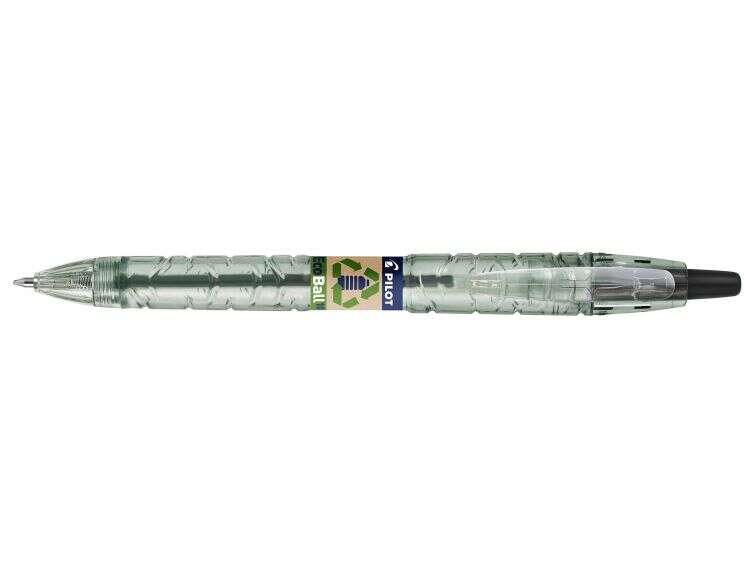 Penna a sfera retrattile Pilot B2P Ecoball BeGreen - Punta tonda da 1 mm - Corsa 027 mm - 8664% di plastica riciclata - Ricaric