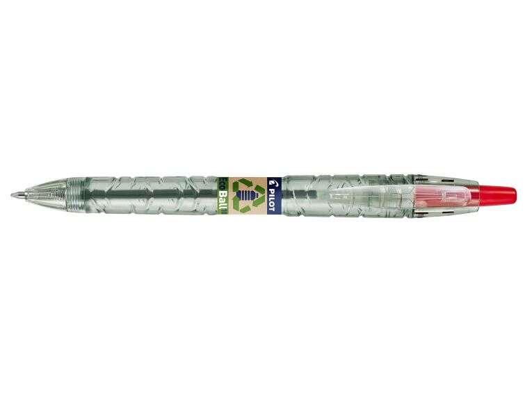 Penna a sfera retrattile Pilot B2P Ecoball BeGreen - Punta tonda da 1 mm - Corsa 027 mm - 8664% di plastica riciclata - Ricaric