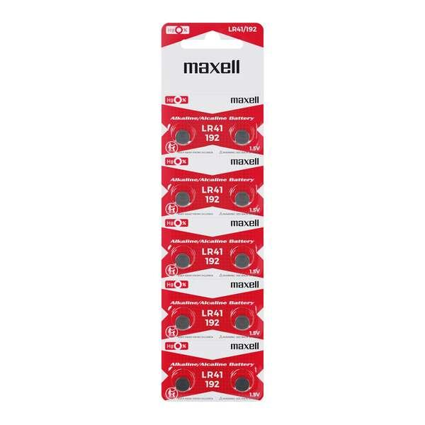 Confezione Maxell da 10 batterie alcaline pulsanti LR41 15V