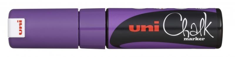 Uni Chalk Marcatore di gesso liquido -PWE-8K Viola 80mm - Ideale per lavagne bianche nere e vetro - Tinta resistente a pioggia