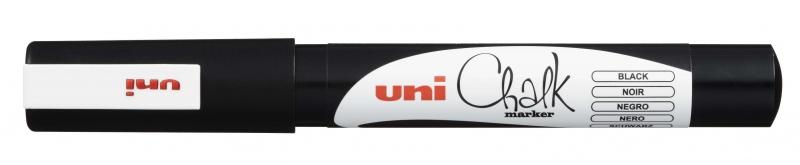 Uni Chalk Marcatore di gesso liquido -PWE-3MS Nero 0,7mm - Marcatore di gesso liquido con cancellazione ad umido, ideale per la