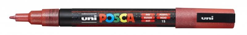 Uni Posca Marcatore a base d'acqua -PC-3ML Rosso con glitter 09-13mm