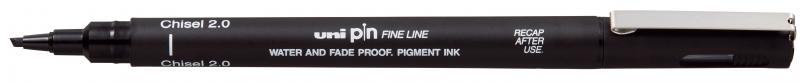 UNI PIN Calibrato - PINCS2-200 NERO - Punta poliacetal trazo Chisel corpo in plastica. Ideale per disegno professionale artisti