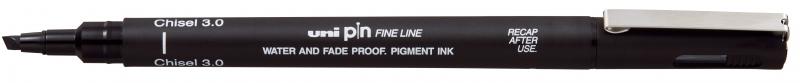 UNI PIN Calibrat - PINCS3-200 NERO - Punta poliacetal Trazo Chisel Corpo in plastica Ideale per disegno professionale artistico