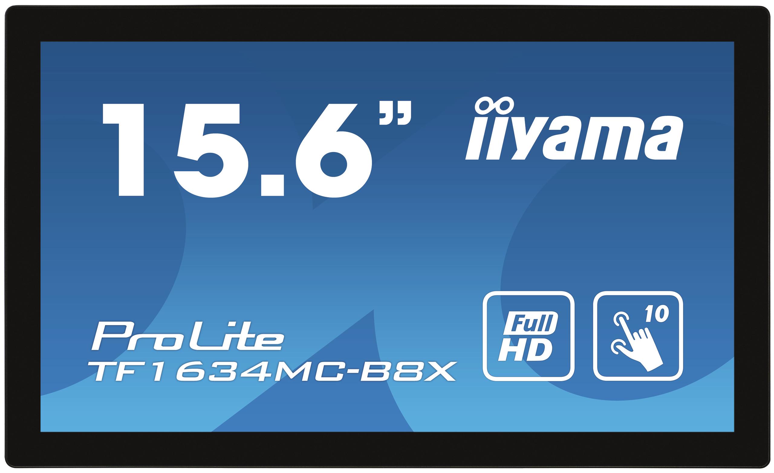 iiyama ProLite TF1634MC-B8X Monitor PC 396 cm (15.6") 1920 x 1080 Pixel Full HD LED Touch screen Multi utente Nero