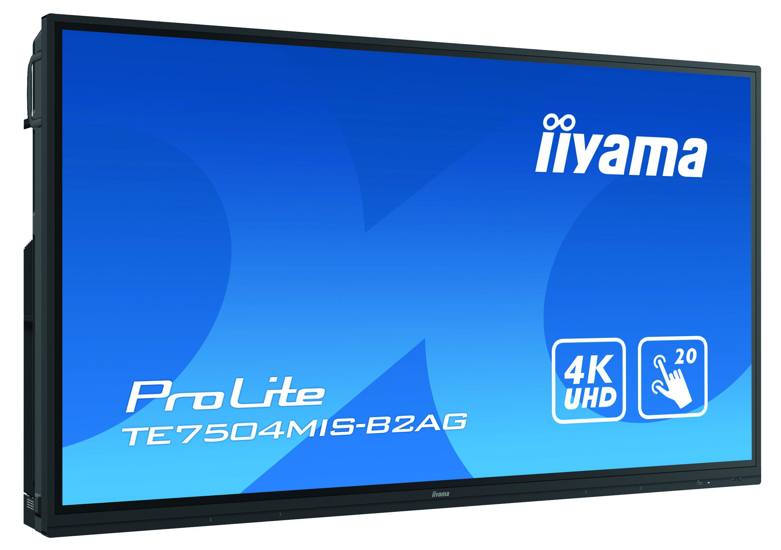 iiyama TE7504MIS-B2AG visualizzatore di messaggi Pannello piatto interattivo 190,5 cm (75") IPS Wi-Fi 350 cd/m² 4K Ultra HD Ne