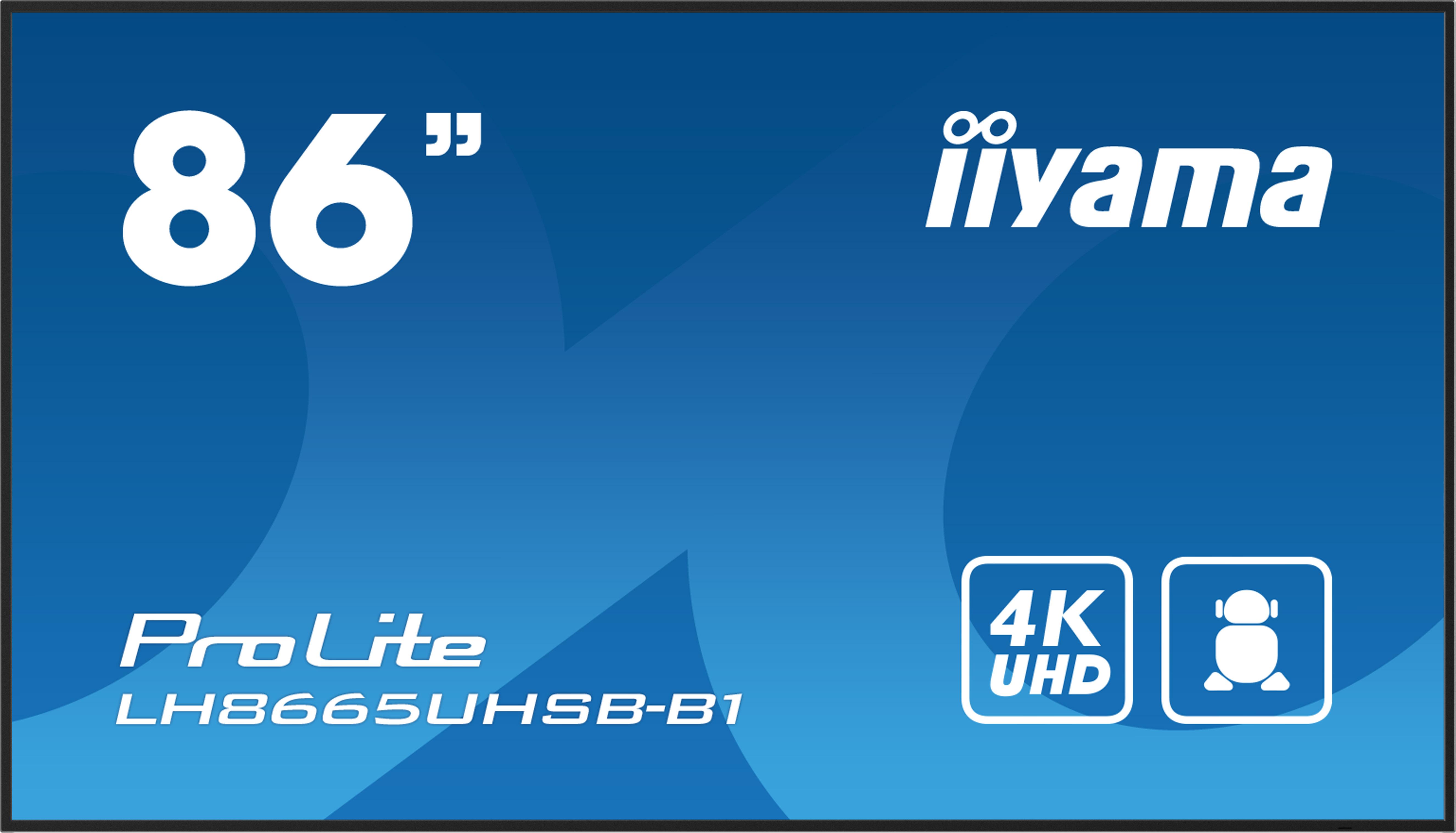 iiyama LH8665UHSB-B1 visualizzatore di messaggi Design chiosco 218 m 86 LED Wi-Fi 800 cd/m 4K Ultra HD Nero Processore integrat