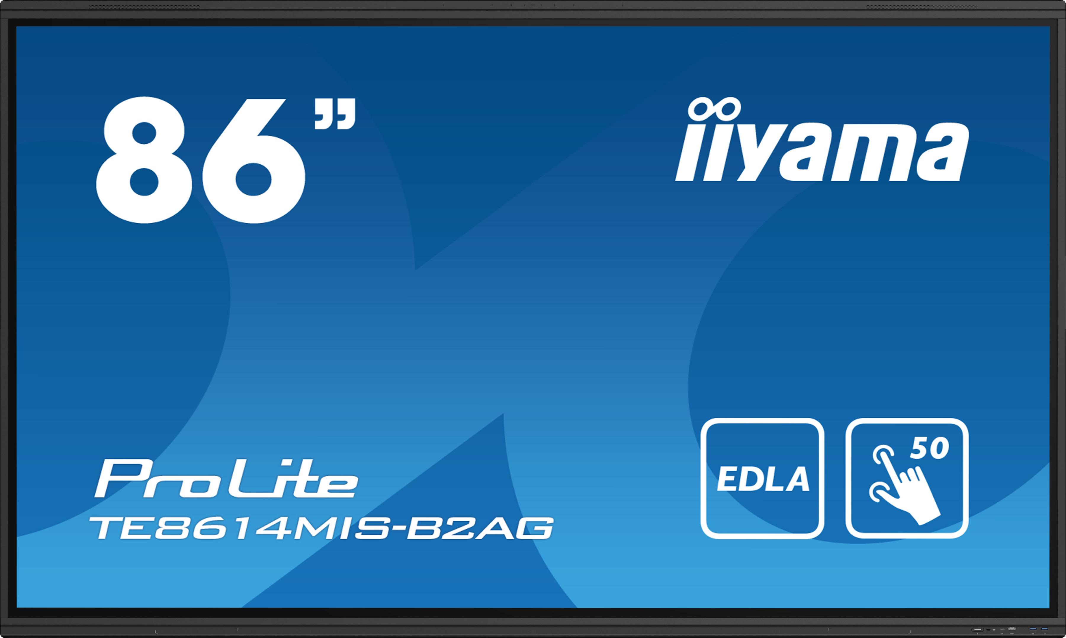 iiyama PROLITE TE8614MIS-B2AG Pannello piatto per segnaletica digitale 2,17 m (85.6") Wi-Fi 435 cd/mÃ‚Â² 4K Ultra HD Nero