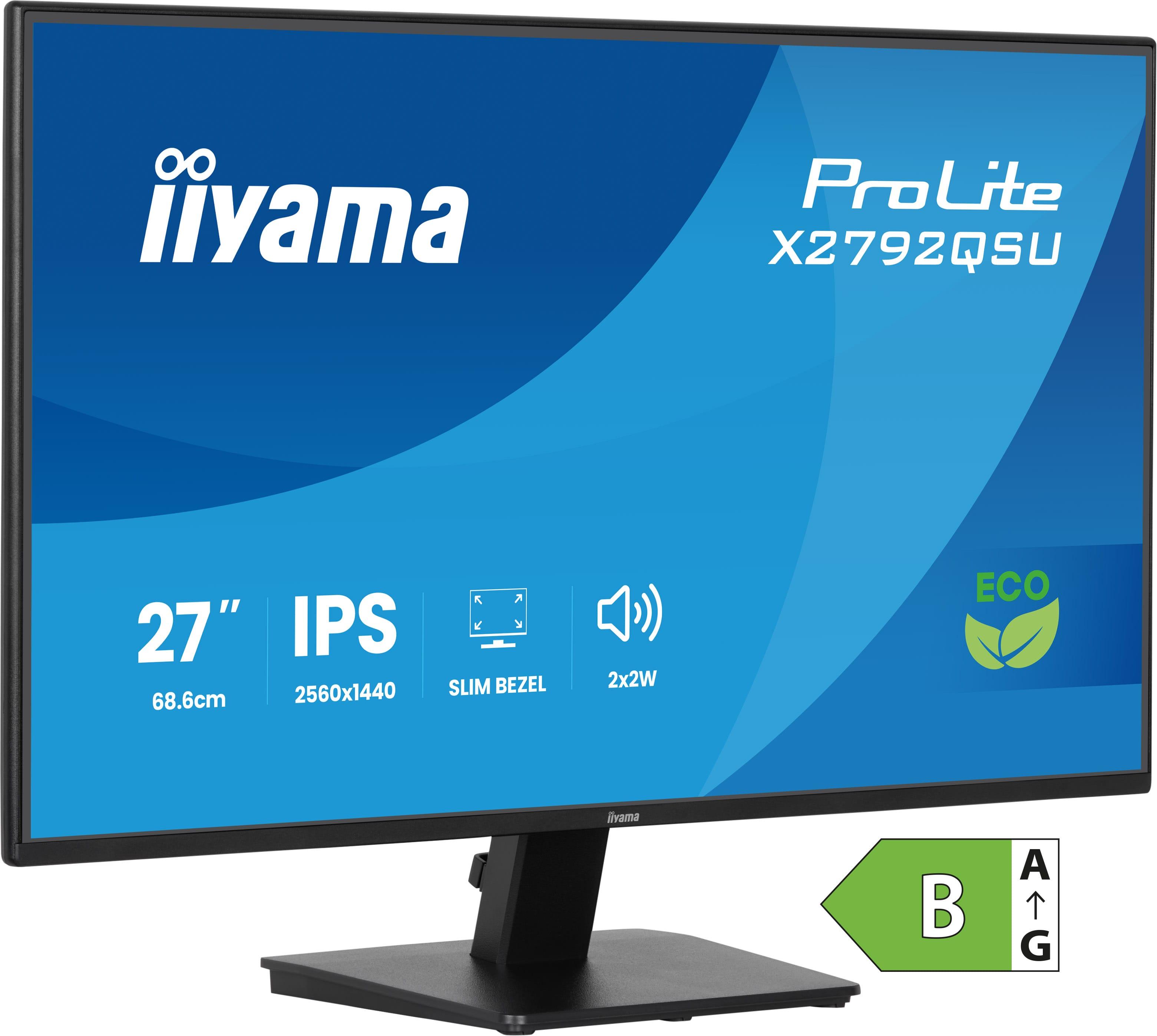 iiyama ProLite X2792QSU-B1 Monitor PC 68,6 cm (27") 2560 x 1440 Pixel Quad HD Nero