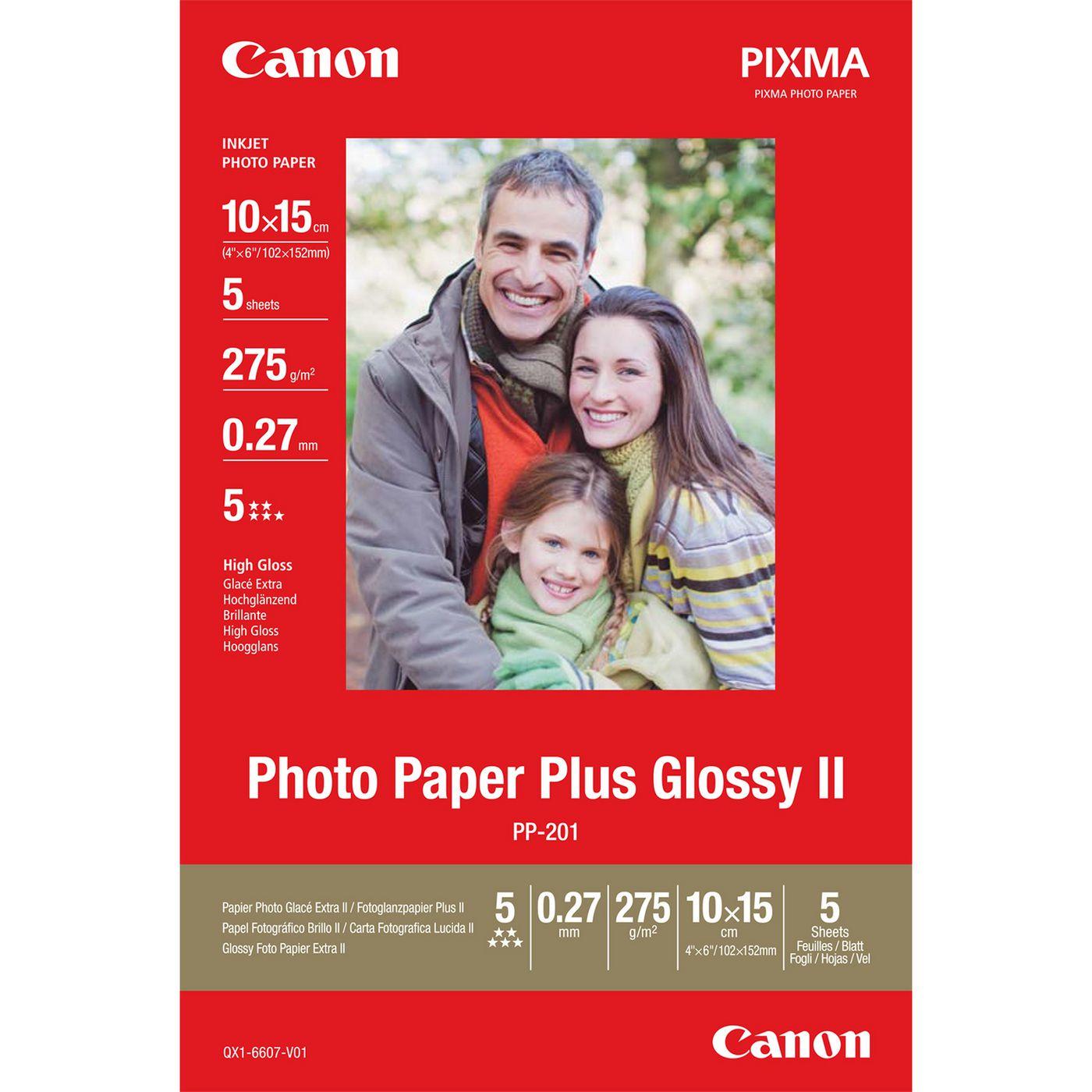 PHOTO PAPER PLUS GLOSSY. CARTA LUCIDA PER STAMPA FOTOGRAFICA FORMATO 10 X 15 CM. CONFEZIONE DA 5 FOGLI.