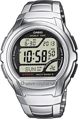 Casio Wave Ceptor maschile orologio da polso WV-58de-1avef, radio, nero, bracciale in acciaio inossidabile solido (WV-58de-1ave