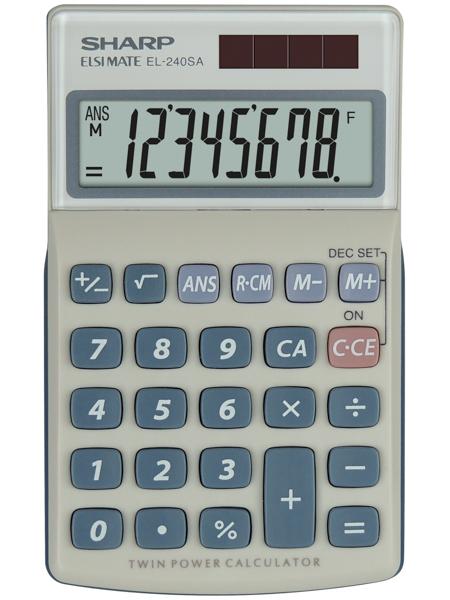 Sharp EL-240SA calcolatrice Tasca Calcolatrice di base Blu Grigio (Sharp EL240SAB 8 Digit Handheld Calculator Grey SH-EL240SAB)