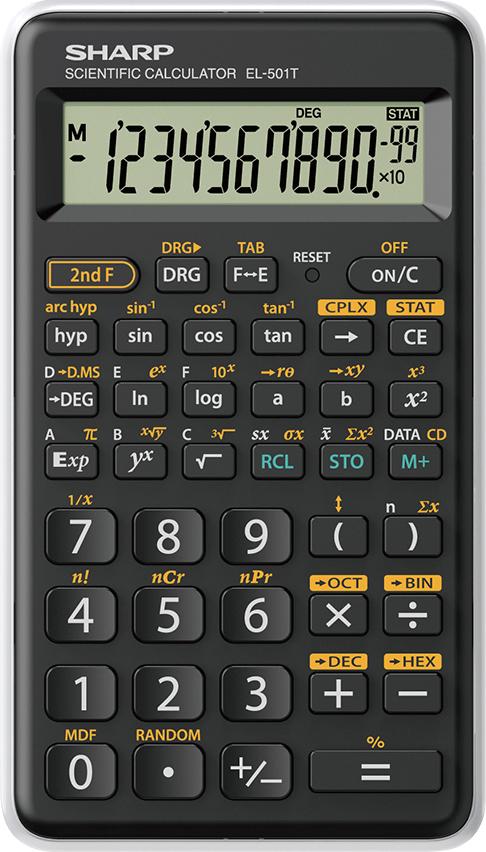 Sharp EL-501T calcolatrice Tasca Calcolatrice scientifica Nero Bianco (Sharp EL501 12 Digit Scientific Calculator Black/White S
