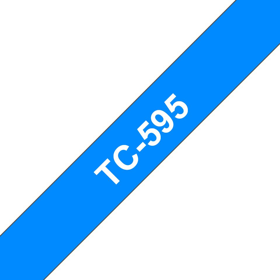 Brother TC-595 nastro per etichettatrice Bianco su blu