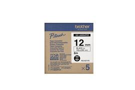 Brother HG631V5 etichetta per stampante Nero Giallo HG (BROTHER HGE631V5 BLACK ON YELLOW 5 PACK 12MM HIGH GRADE)