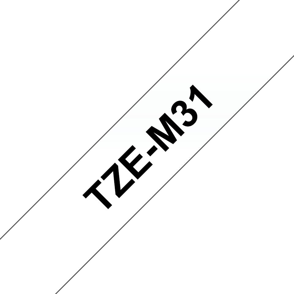 NASTRO LAMINATO TZE SFONDO TRASPARENTE OPACO E SCRITTA NERA DA 12MM X 8M DI LUNGHEZZA