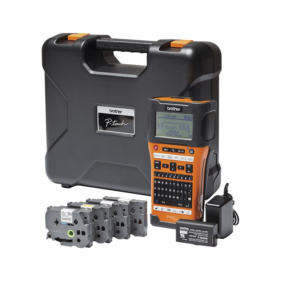 Brother PT-E550WSP stampante per etichette (CD) Trasferimento termico 180 x 360 DPI 30 mm/s Con cavo e senza cavo HSe/HGe/TZe W