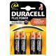 DURACELL PILE ALCALINE AA 15V NON RICARICABILI PLUS POWER CONFEZIONE DA 4 PILE