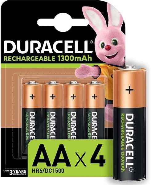 Duracell Rechargeable AA 4 Pack 1300mAh