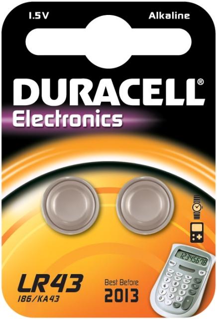 DURACELL PLUS COIN CELL 15V CONFEZIONE DA 2 PZ LR43 186 KA43