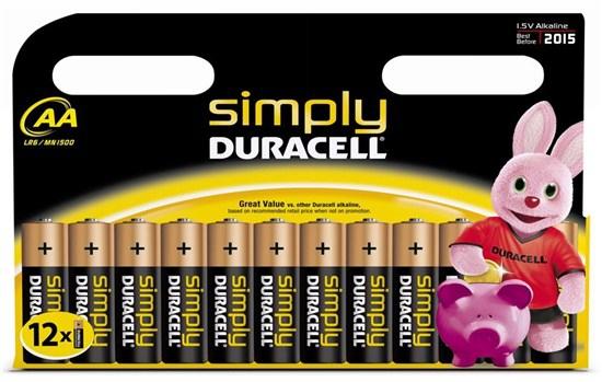 Duracell Simply Batteria monouso Stilo AA Alcalino (Duracell Simply AA Alkaline Batteries Pack 12 - MN1500B12SIMPLY)