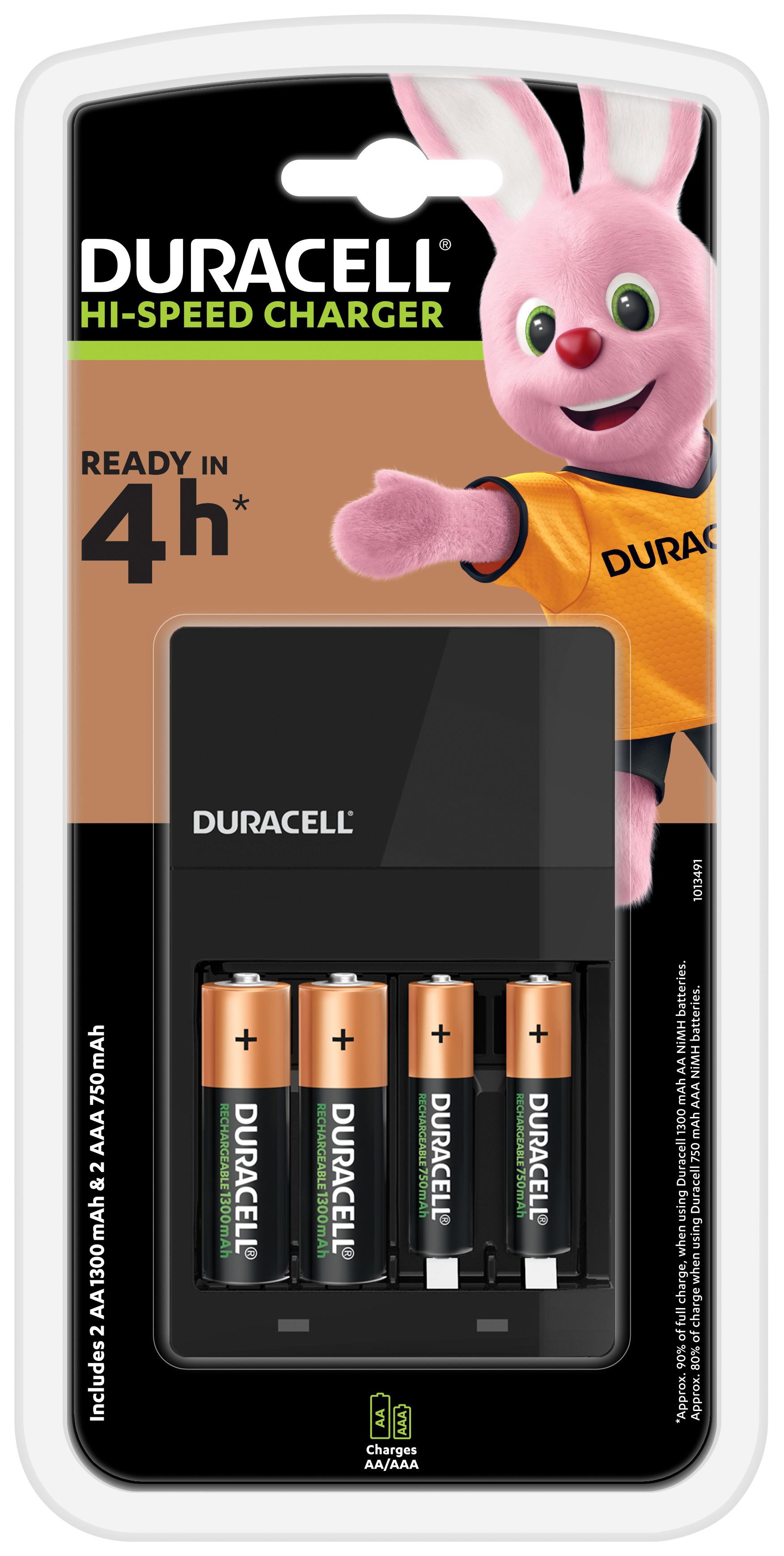 Duracell Caricabatterie 4 ore + 2xAA, 2xAAA