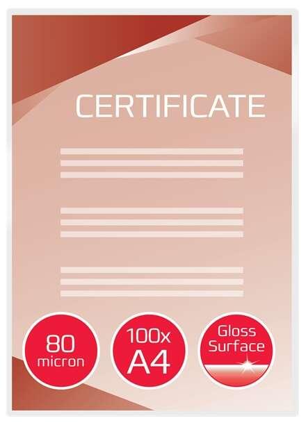 GBC Confezione da 100 Portafogli A4 Laminati Lucidi - Alta Qualit - Lunga Durata - 80 Micron - Trasparente