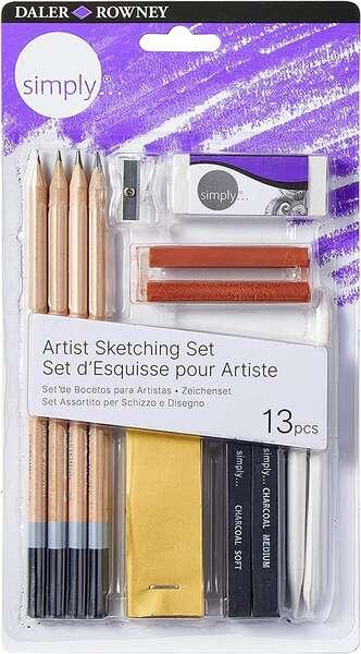 Daler Rowney Simply Confezione da 13 pezzi per disegnare e schizzi - Ideale per artisti principianti