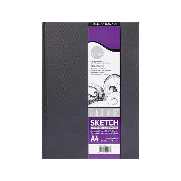 Daler Rowney Simpy Drawing Notebook A4 - 100G/M2 - Copertina rigida - 54 fogli - colore bianco