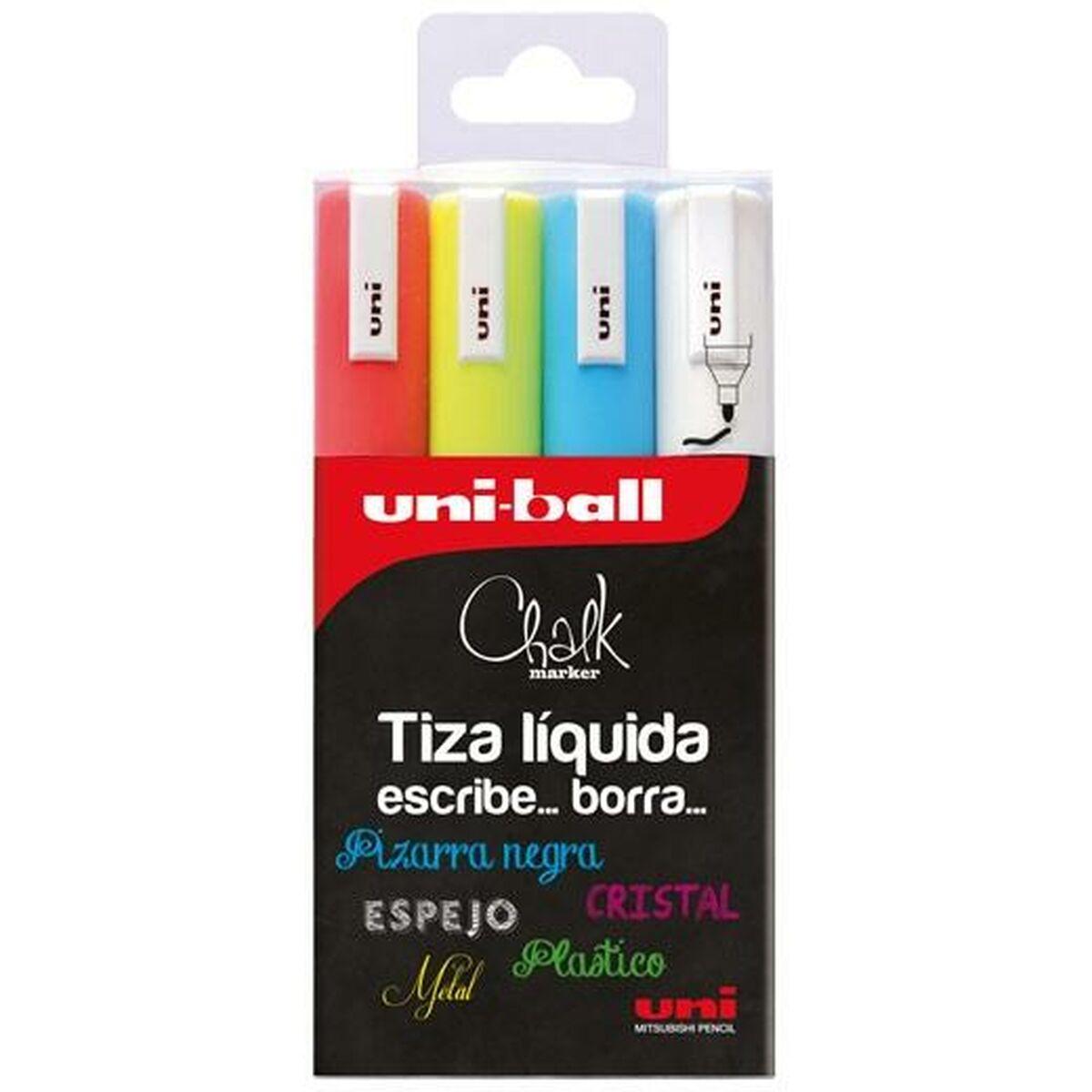 Uni-Ball PWE-5M Metallico 4 pz (uni-ball Chalk Marker Bullet Tip Medium Assorted Colours Pack 4 - 153528181)