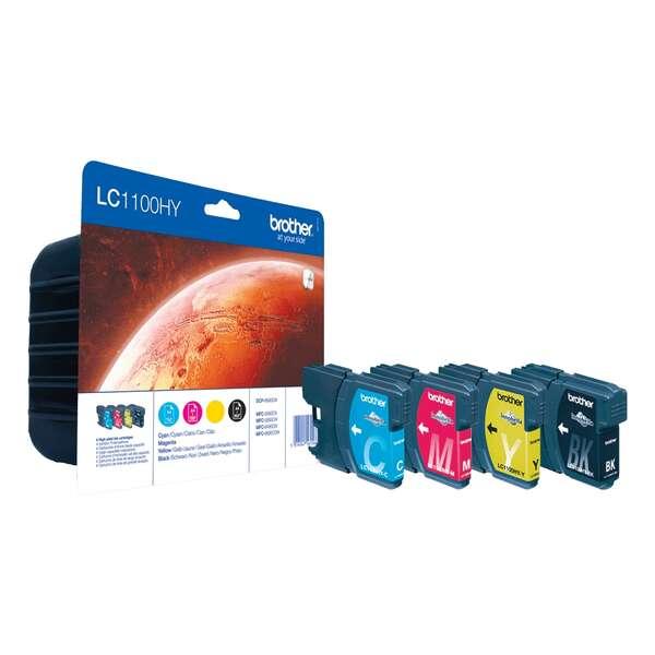 ORIGINAL Brother Multipack nero / ciano / magenta / giallo LC-1100HY LC1100HYVALBPDR Multi Pack, 4x Cartucce d'inchiostro: hybk