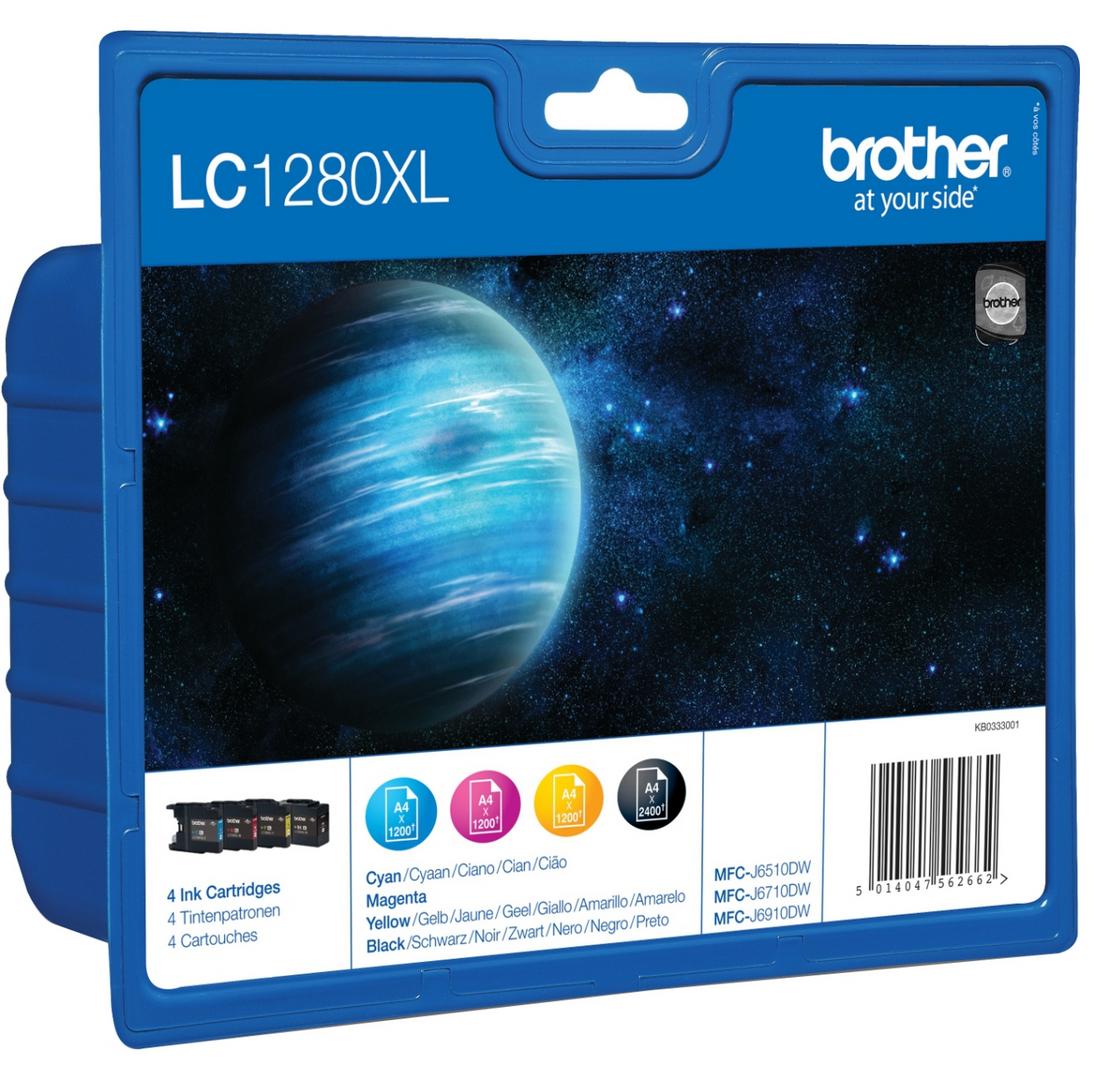 ORIGINAL Brother Multipack nero / ciano / magenta / giallo LC-1280XL LC1280XLVALBPDR 4 cartucce d'inchiostro LC-1280XL: BK+C+M+Y