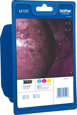 ORIGINAL Brother Multipack ciano / magenta / giallo LC-1220 LC1220RBWBP 3 cartucce d'inchiostro LC1220: C+M+Y