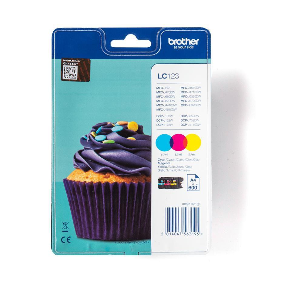 ORIGINAL Brother Multipack ciano / magenta / giallo LC-123 LC123RBWBPDR 3 cartucce d'inchiostro LC123 CMY