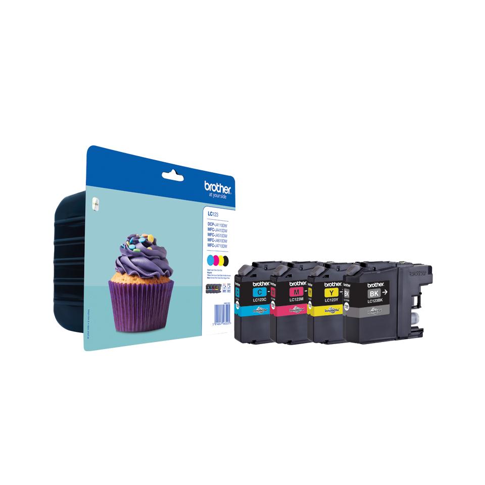 ORIGINAL Brother Multipack nero / ciano / magenta / giallo LC-123 LC123VALBPDR 4 cartucce d'inchiostro LC123: BK+C+M+Y