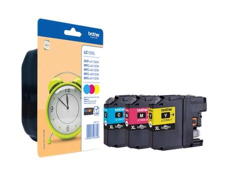 ORIGINAL Brother Multipack ciano / magenta / giallo LC-125XL LC125XLRBWBPDR 3 cartucce d'inchiostro LC125: C+M+Y