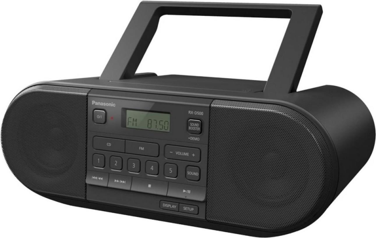 Radio CD Panasonic RX-D500EG-K, funzionamento a rete e a batteria