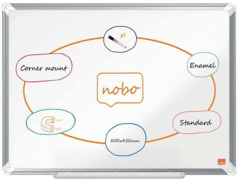 Nobo Premium Plus lavagna 568 x 411 mm Smaltato Magnetico (Nobo Premium Plus Magnetic Enamel Whiteboard Aluminium Frame 600x450