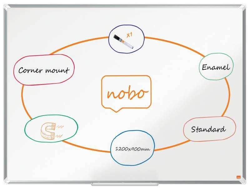 Nobo Premium Plus lavagna 1173 x 865 mm Smaltato Magnetico (Nobo Premium Plus Magnetic Enamel Whiteboard Aluminium Frame 1200x9